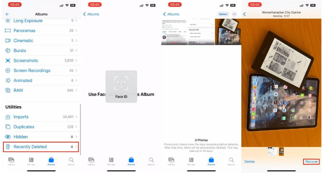 龙滚镇苹果14维修分享 iPhone14 上恢复已删除的照片 